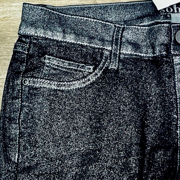 New York & Co SoHo Jeans Legging Jeggings Size 4 Silver Metallic Black Stretch - Picture 5 of 13